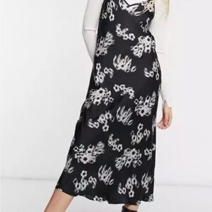 Floral Black and White Dress